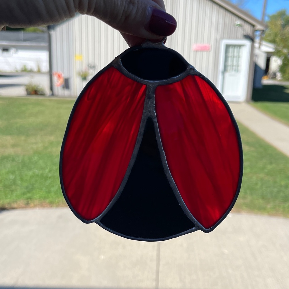 Lady Bug Sun catcher stained‎ glass